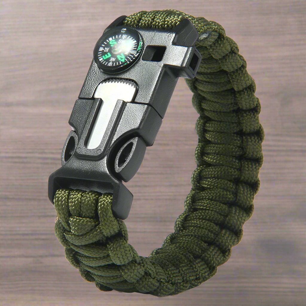 ParacordSurvivalBracelet™ - Vert Militaire - Marie en plein air!